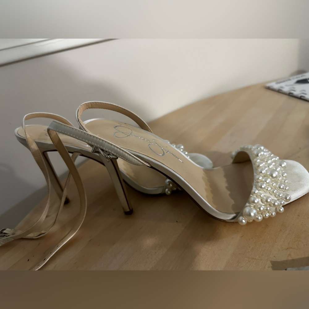 Jessica Simpson Pearl Embellished Heels - Cream